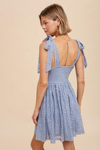 Load image into Gallery viewer, LACEY SHOULDER TIE MINI DRESS
