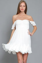 Load image into Gallery viewer, WHITE STRAPLESS RUFFLE DRESS
