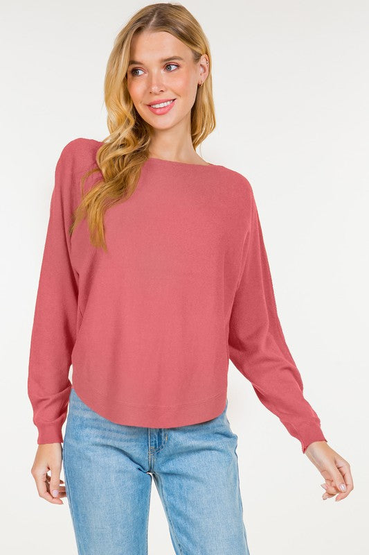 RIBBED TRIM PULLOVER