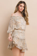 Load image into Gallery viewer, SAGE PAISLEY SMOCKED WAIST DRESS
