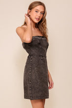 Load image into Gallery viewer, BLACK STRAPLESS DENIM DRESS
