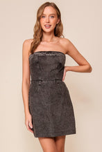 Load image into Gallery viewer, BLACK STRAPLESS DENIM DRESS
