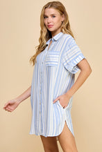 Load image into Gallery viewer, STRIPED SHIRT DRESS
