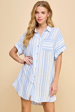 Load image into Gallery viewer, STRIPED SHIRT DRESS
