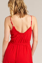Load image into Gallery viewer, RED BELTED JUMPSUIT
