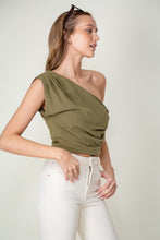 Load image into Gallery viewer, OLIVE ONE SHOULDER TOP
