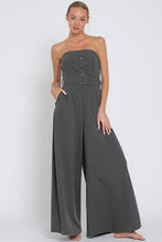 Load image into Gallery viewer, GRAY BELTED WIDE LEG JUMPSUIT
