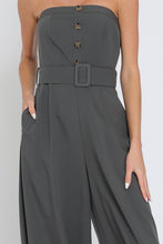 Load image into Gallery viewer, GRAY BELTED WIDE LEG JUMPSUIT
