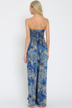 Load image into Gallery viewer, ROYAL FLORAL STRAPLESS JUMPSUIT
