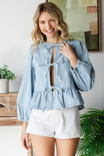 Load image into Gallery viewer, FRONT BOW DENIM TOP
