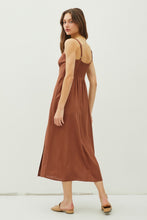Load image into Gallery viewer, BROWN BUSTIER MIDI DRESS
